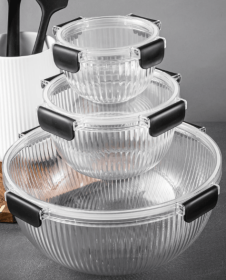 Thyme & Table Plastic Mixing Bowls with Airtight Lids (6 Pieces)