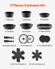 17 Piece Pots and Pans Set Granite Nonstick Kitchen Cookware Induction Black
